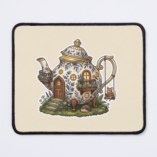 Item preview, Wandering Teapot House Sticker | Cozy Fantasy Cottagecore Miniature Home Illustration designed and sold by CreativeNest Prints.
