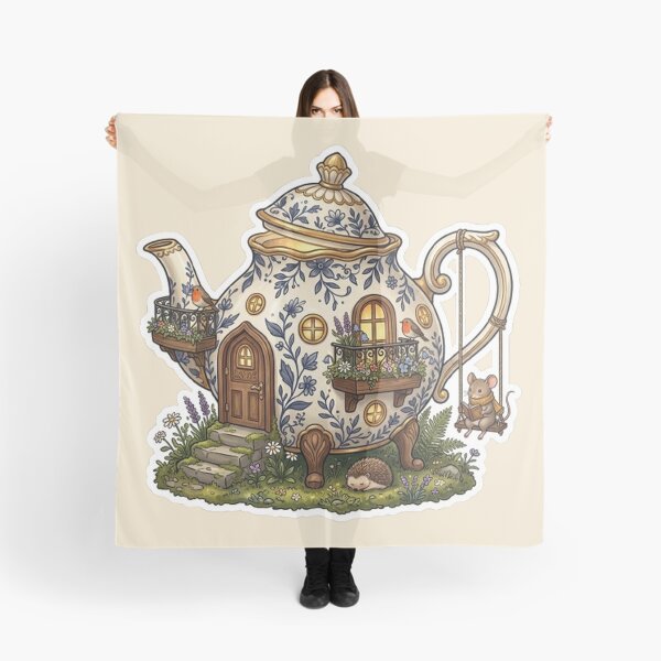 Item preview, Wandering Teapot House Sticker | Cozy Fantasy Cottagecore Miniature Home Illustration designed and sold by CreativeNest Prints.