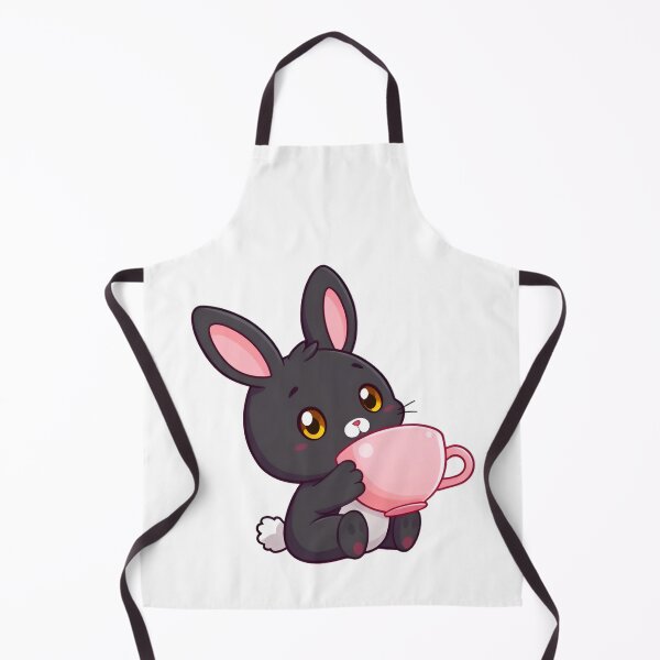 Item preview, Cute kawaii black bunny with a pink cup 11 designed and sold by ChameleonStars.