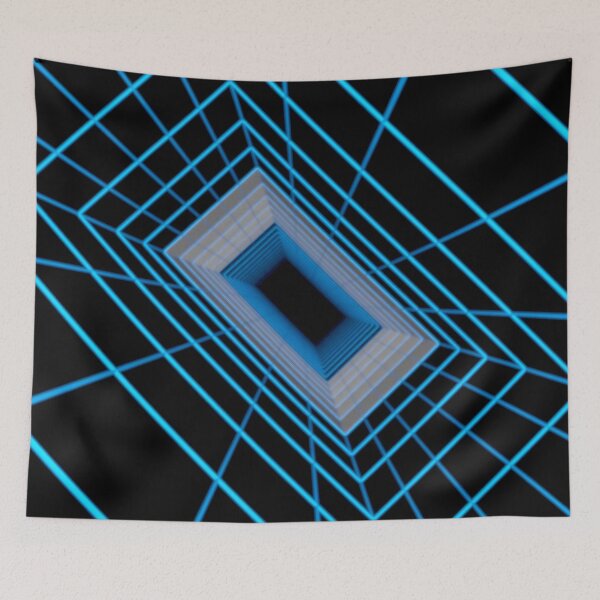 Item preview, Blue Rectangular Wireframe Tunnel with Cells designed and sold by Electric Shock!! Design.