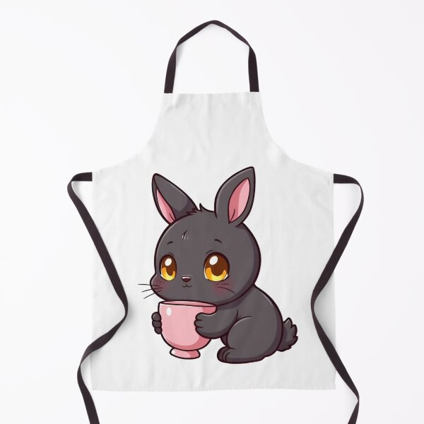 Item preview, Cute kawaii black bunny with a pink cup 12 designed and sold by ChameleonStars.