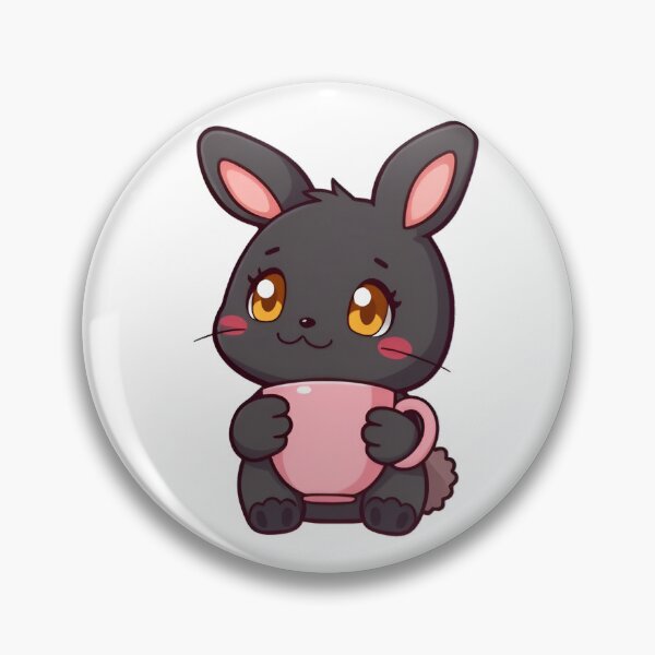 Item preview, Cute kawaii black bunny with a pink cup 13 designed and sold by ChameleonStars.