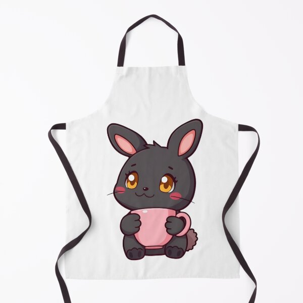 Item preview, Cute kawaii black bunny with a pink cup 13 designed and sold by ChameleonStars.
