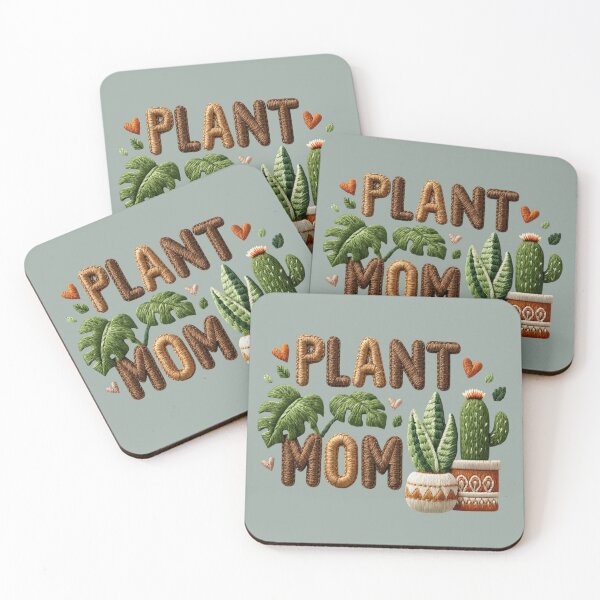 Item preview, Plant Mom Botanical Embroidered Typography designed and sold by MegaNovaArt.