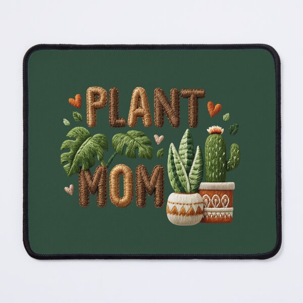 Item preview, Plant Mom Botanical Embroidered Typography designed and sold by MegaNovaArt.