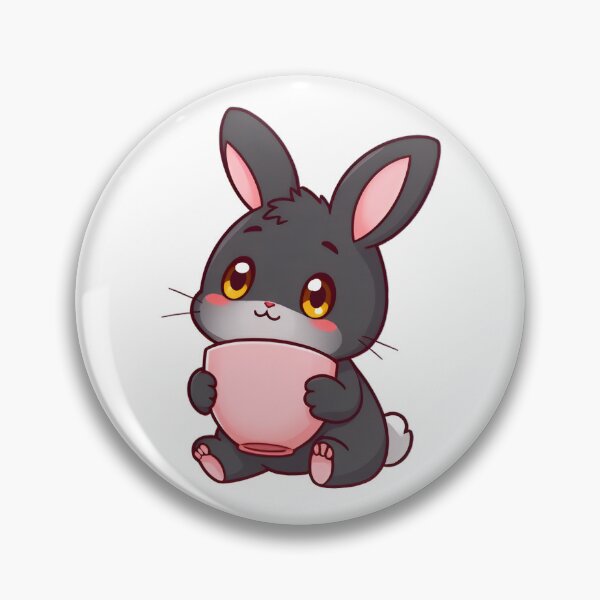 Item preview, Cute kawaii black bunny with a pink cup 14 designed and sold by ChameleonStars.