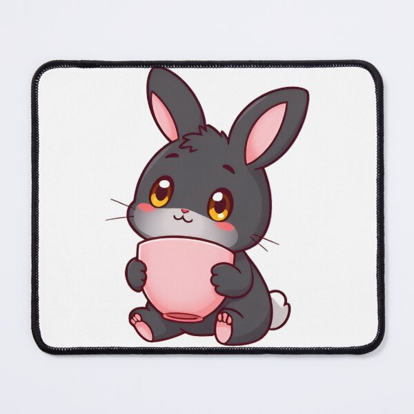 Item preview, Cute kawaii black bunny with a pink cup 14 designed and sold by ChameleonStars.