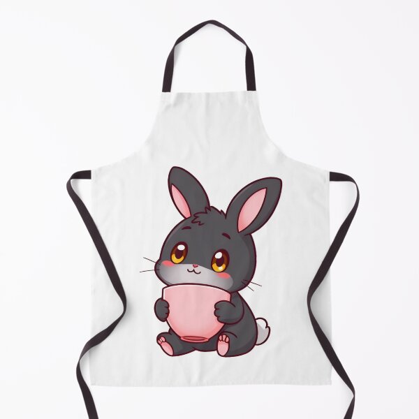 Item preview, Cute kawaii black bunny with a pink cup 14 designed and sold by ChameleonStars.