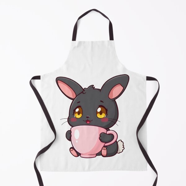 Item preview, Cute kawaii black bunny with a pink cup 15 designed and sold by ChameleonStars.