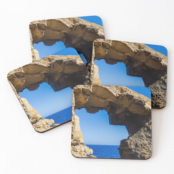 Item preview, Natural Sea Arch Framed By Rugged Limestone Cliffs Over Deep Blue Ocean designed and sold by Nmallia.