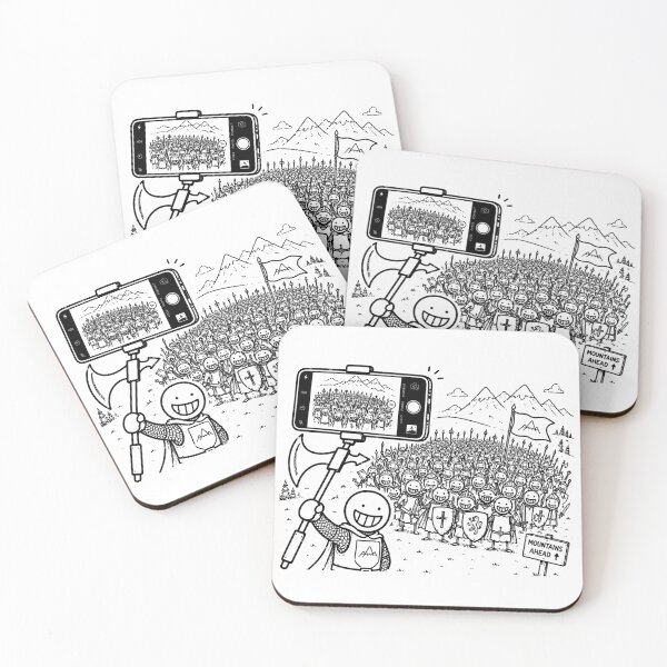 Item preview, Funny Mountains Ahead Selfie Hiking Medieval Army Design designed and sold by MonkiFlipp.