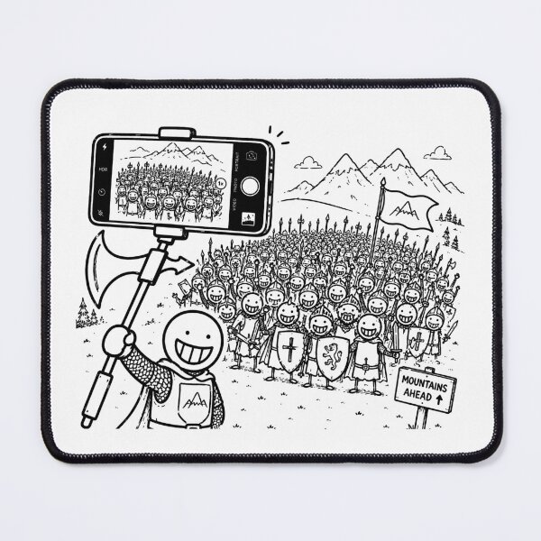 Item preview, Funny Mountains Ahead Selfie Hiking Medieval Army Design designed and sold by MonkiFlipp.
