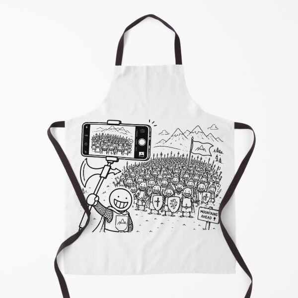 Item preview, Funny Mountains Ahead Selfie Hiking Medieval Army Design designed and sold by MonkiFlipp.