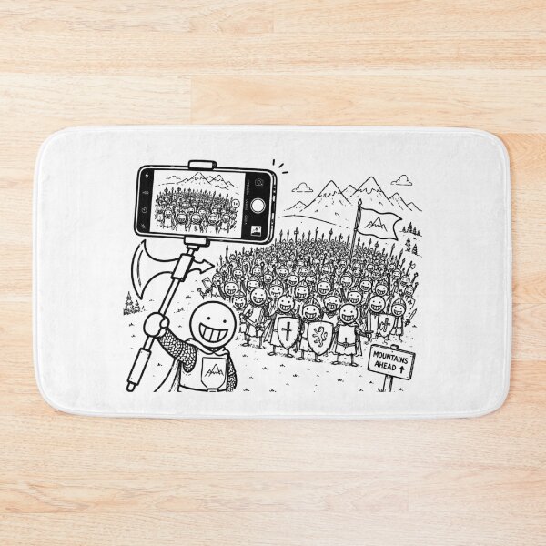Item preview, Funny Mountains Ahead Selfie Hiking Medieval Army Design designed and sold by MonkiFlipp.