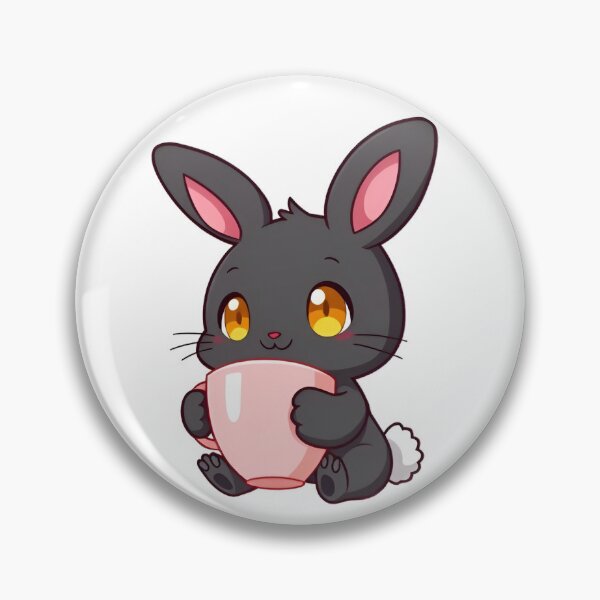 Item preview, Cute kawaii black bunny with a pink cup 16 designed and sold by ChameleonStars.