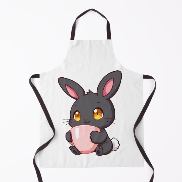 Item preview, Cute kawaii black bunny with a pink cup 16 designed and sold by ChameleonStars.