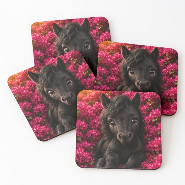 Item preview, Cute Black Baby Pony in Pink Flowers designed and sold by Pure Craft.