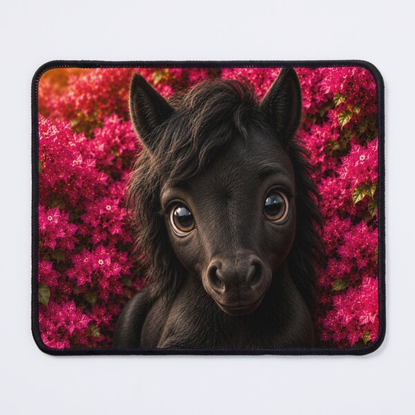 Item preview, Cute Black Baby Pony in Pink Flowers designed and sold by Rohan132.
