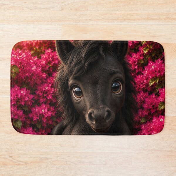 Item preview, Cute Black Baby Pony in Pink Flowers designed and sold by Rohan132.
