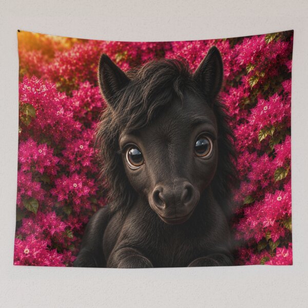 Item preview, Cute Black Baby Pony in Pink Flowers designed and sold by Rohan132.