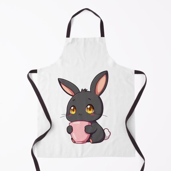 Item preview, Cute kawaii black bunny with a pink cup 17 designed and sold by ChameleonStars.
