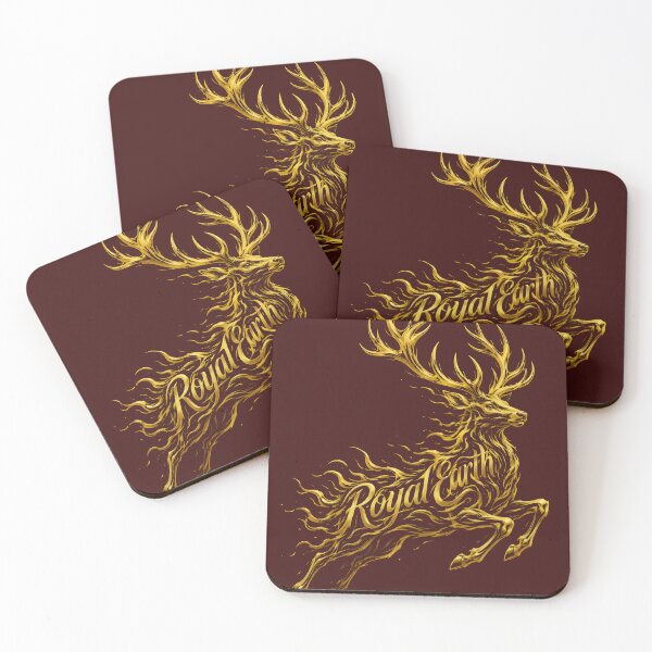 Item preview, Golden Celestial Stag Majestic Deer Floral Horns Art designed and sold by RoyalEarthstore.