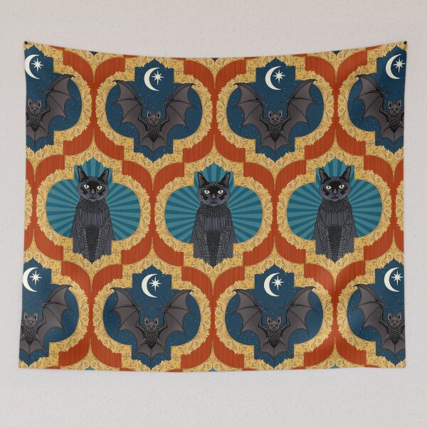 Item preview, Halloween ogee pima red blue designed and sold by scrummy.