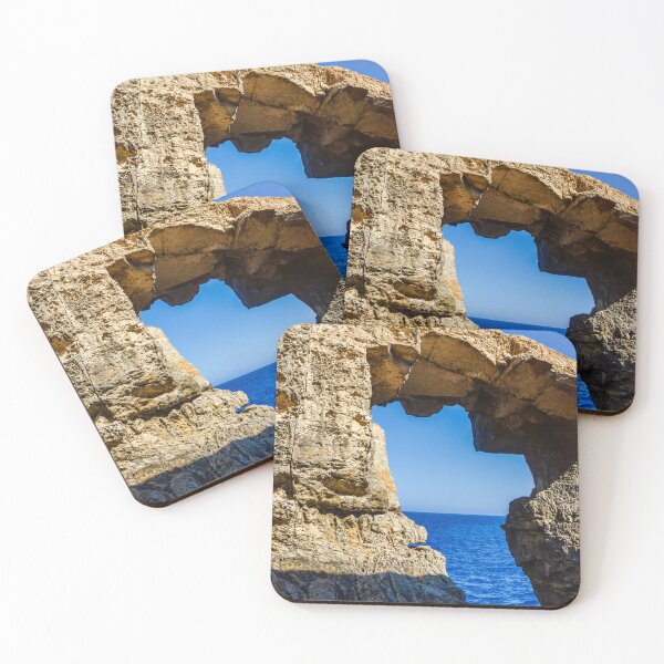 Item preview, Natural Sea Arch Framed By Rugged Limestone Cliffs Over Deep Blue Ocean designed and sold by Nmallia.