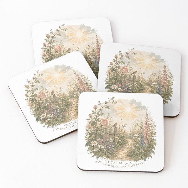 Item preview, Joy Comes in the Morning | Psalm 30:5 Vintage Cottage Garden designed and sold by Bound for Wonder.