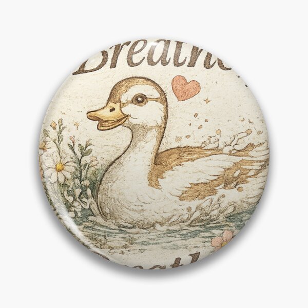 Item preview, Don't Overthink, Breathe and Trust Duck Design, Cottagecore Floral Duck, Vintage Motivational Quote designed and sold by Bigohobi.