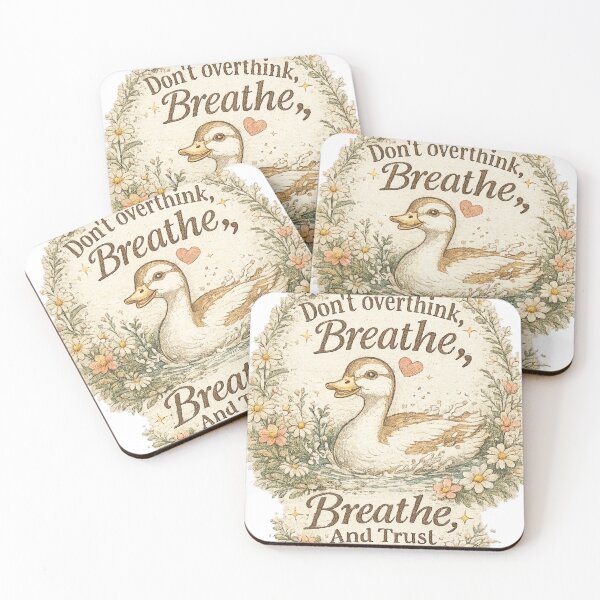 Item preview, Don't Overthink, Breathe and Trust Duck Design, Cottagecore Floral Duck, Vintage Motivational Quote designed and sold by Bigohobi.
