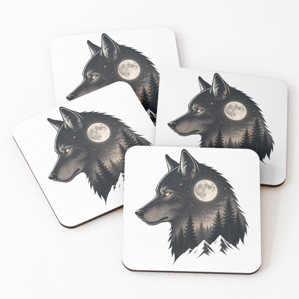 Item preview, Moonlit Wolf Meditation - Spiritual Animal Line Art designed and sold by AbderraimArt.
