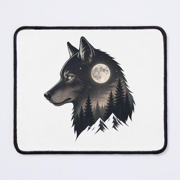 Item preview, Moonlit Wolf Meditation - Spiritual Animal Line Art designed and sold by AbderraimArt.