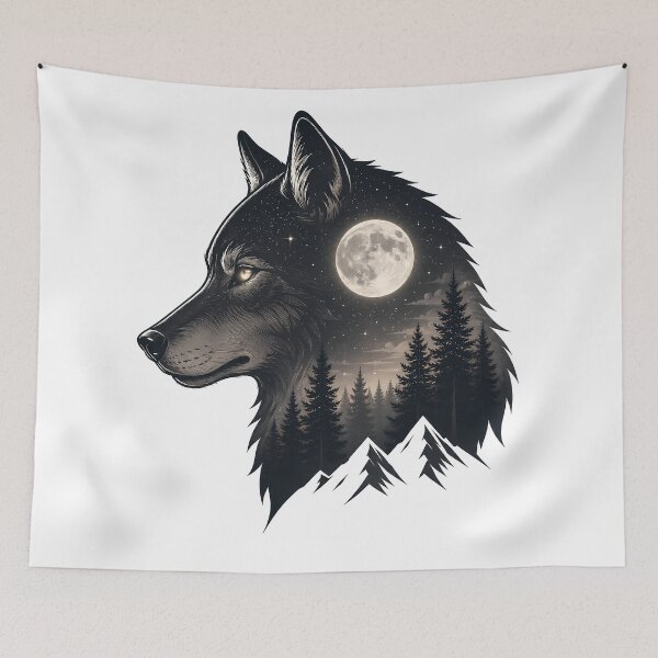 Item preview, Moonlit Wolf Meditation - Spiritual Animal Line Art designed and sold by AbderraimArt.