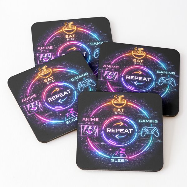 Item preview, Eat Sleep Anime Gaming Repeat Neon Cyberpunk designed and sold by FaizArtShop.