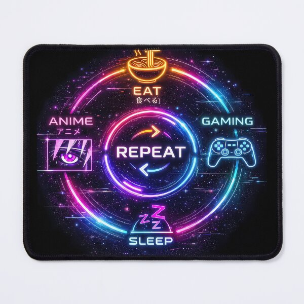Item preview, Eat Sleep Anime Gaming Repeat Neon Cyberpunk designed and sold by FaizArtShop.