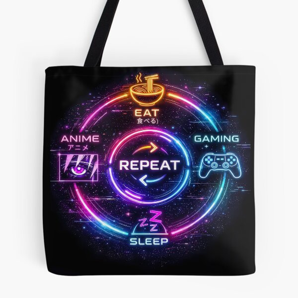 Item preview, Eat Sleep Anime Gaming Repeat Neon Cyberpunk designed and sold by FaizArtShop.