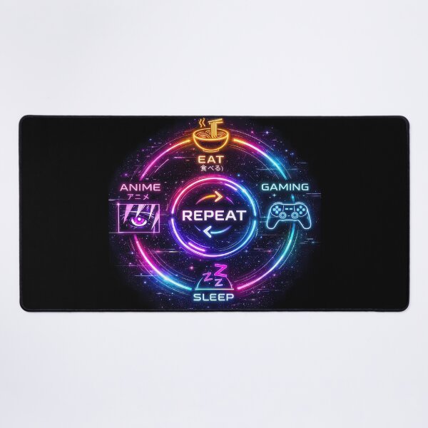 Item preview, Eat Sleep Anime Gaming Repeat Neon Cyberpunk designed and sold by FaizArtShop.