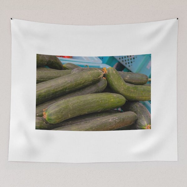 Item preview, Fresh Green Cucumbers Piled at Market Crates Fresh Produce Vegetables for Salads and Cooking designed and sold by Nmallia.