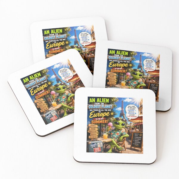 Item preview, Alien Enjoying Summer in Paris Funny Travel Design designed and sold by PrintableArt123.