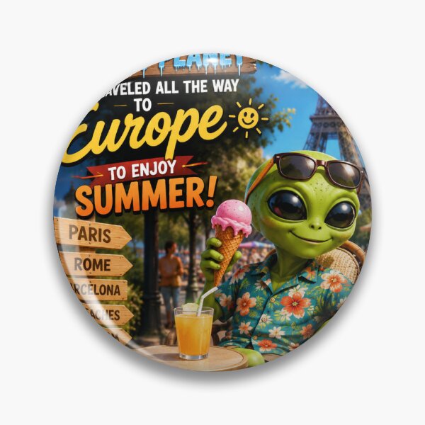 Item preview, Alien Enjoying Summer in Paris Funny Travel Design designed and sold by PrintableArt123.