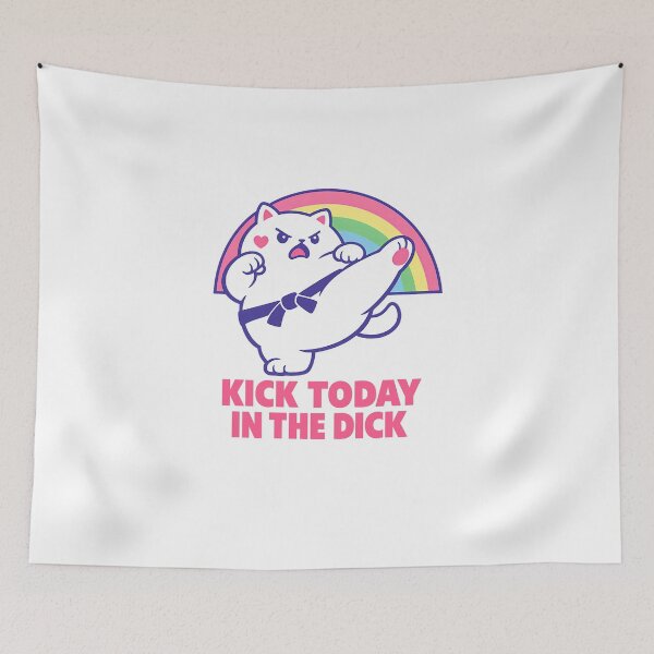 Item preview, Funny Angry Cat Kick Today Motivational Meme Design designed and sold by MIROUZ2000.