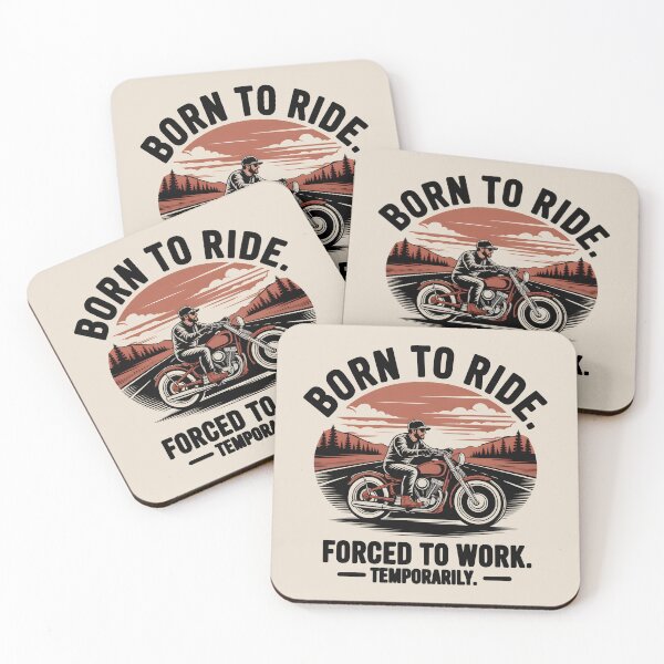 Item preview, Retro Born To Ride Biker Motorcycle Sunset Landscape Illustration designed and sold by Enea Kelo.