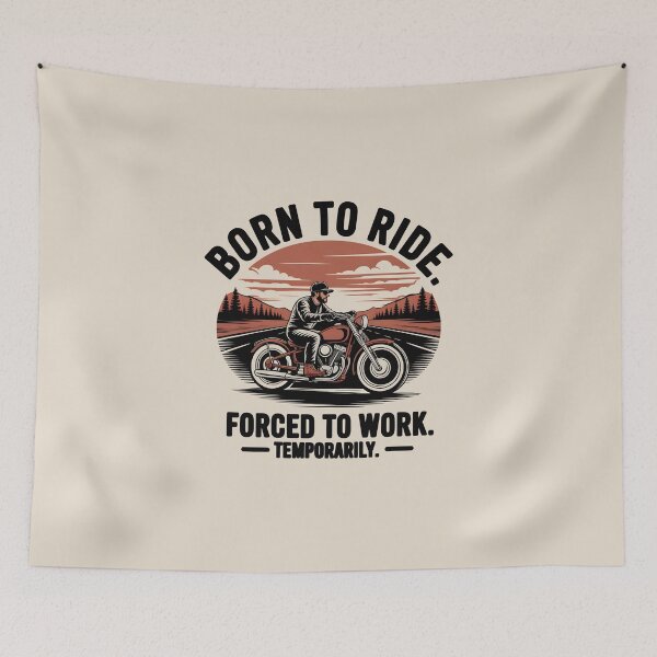 Item preview, Retro Born To Ride Biker Motorcycle Sunset Landscape Illustration designed and sold by Enea Kelo.