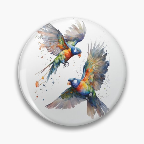 Item preview, Rainbow Lorikeets Watercolor Art | Colorful Flying Parrots Bird Illustration designed and sold by Dyan4.