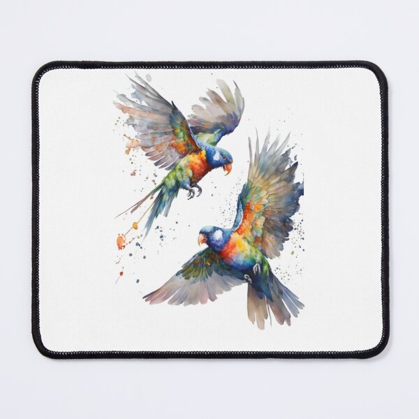 Item preview, Rainbow Lorikeets Watercolor Art | Colorful Flying Parrots Bird Illustration designed and sold by Dyan4.