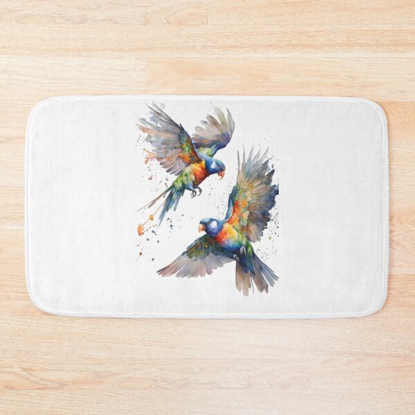 Item preview, Rainbow Lorikeets Watercolor Art | Colorful Flying Parrots Bird Illustration designed and sold by Dyan4.