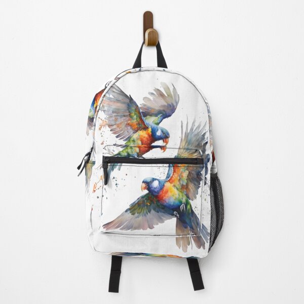Item preview, Rainbow Lorikeets Watercolor Art | Colorful Flying Parrots Bird Illustration designed and sold by Dyan4.