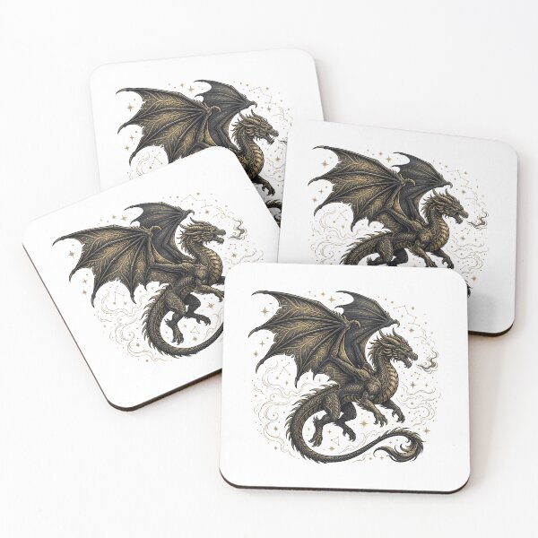 Item preview, Celestial Golden Dragon Constellation Fantasy Dark Aesthetic designed and sold by raedattia.