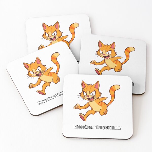 Aperçu de l'œuvre Orange Cat Sticker - Chaos Agent Fully Certified - Funny Orange Cat Gift créée et vendue par pawdrops.